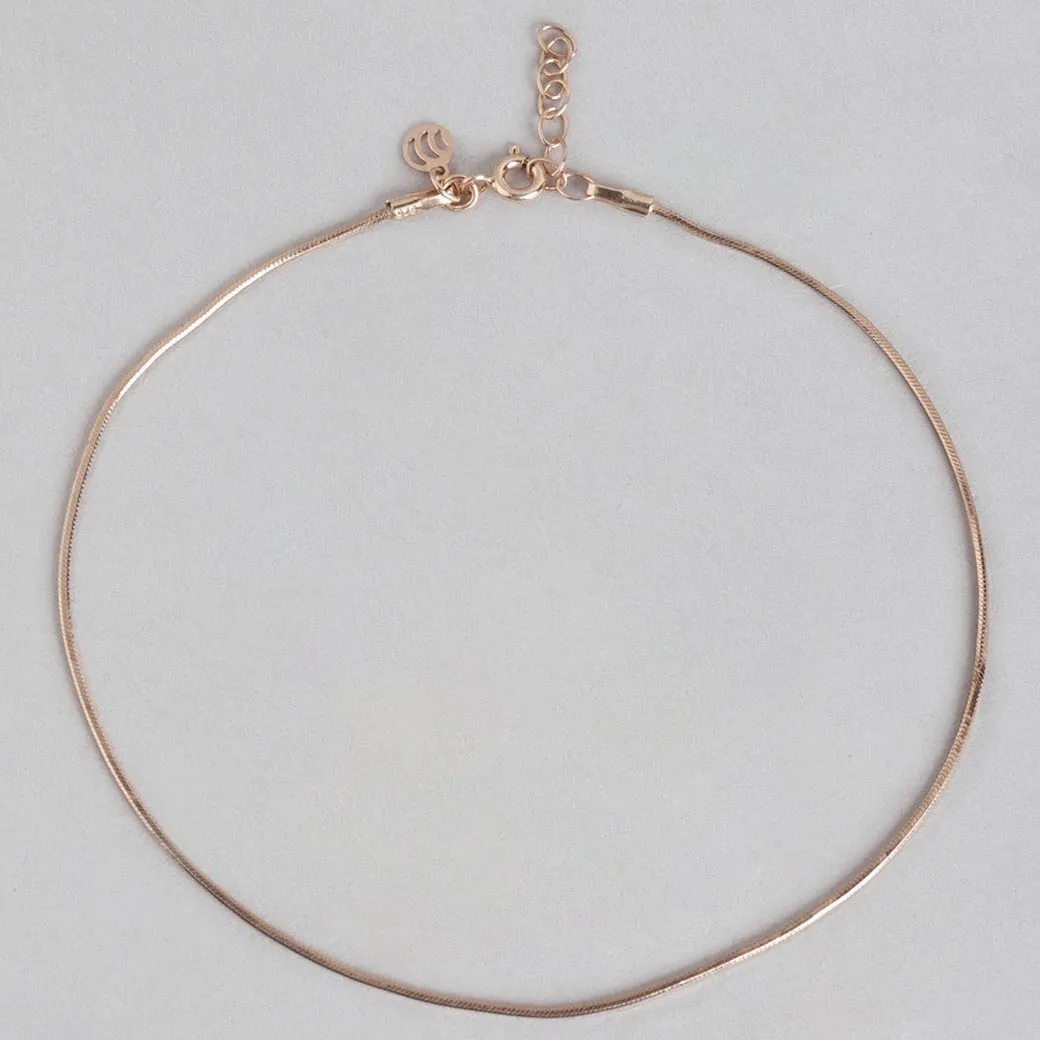 Minimal Chain 925 Sterling Silver Anklet In Rose Gold