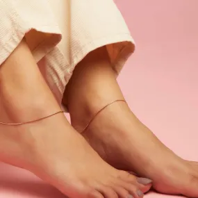 Minimal Chain 925 Sterling Silver Anklet In Rose Gold