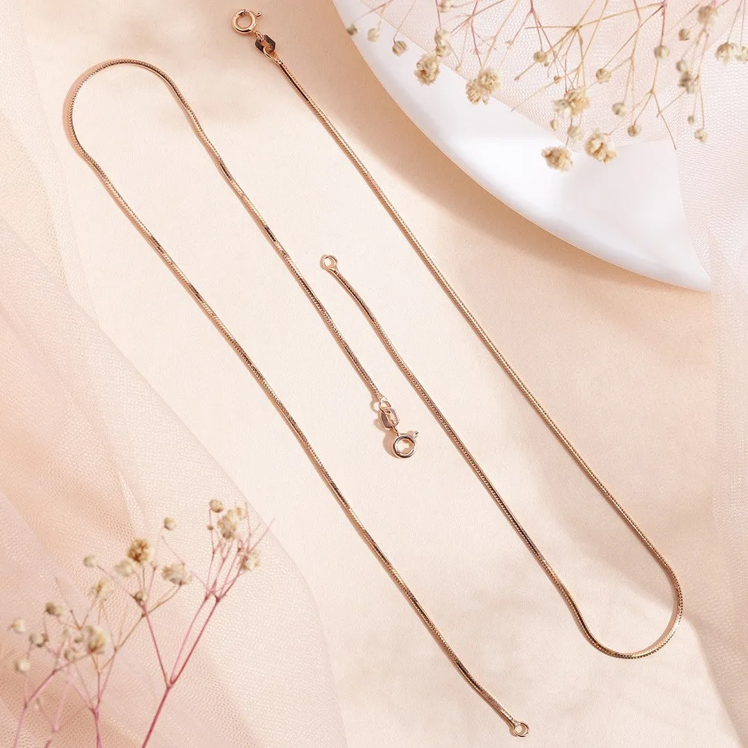 Minimal Snake Chain 925 Silver Anklet In Rose Gold