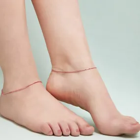 Minimal Snake Chain 925 Silver Anklet In Rose Gold