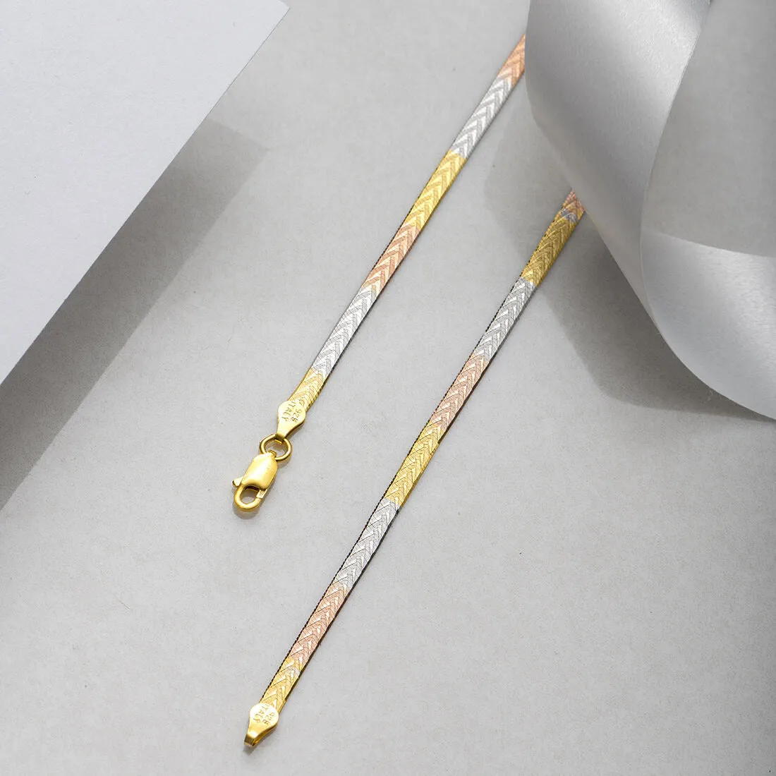 Mystical 925 Silver Anklet in Triple Tone