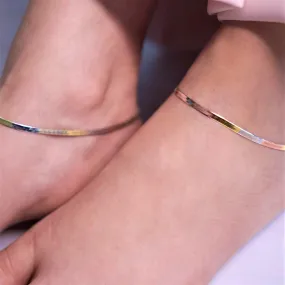 Mystical 925 Silver Anklet in Triple Tone
