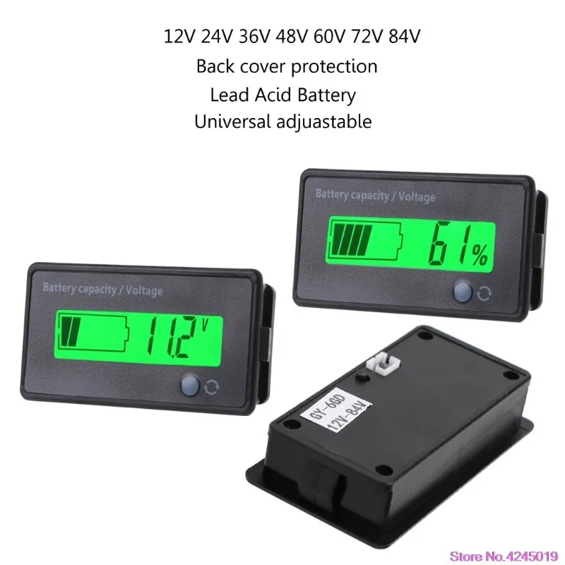 New 12V-84V Lead-acid Battery Capacity Indicator Voltage Meter Voltmeter LCD Monitor