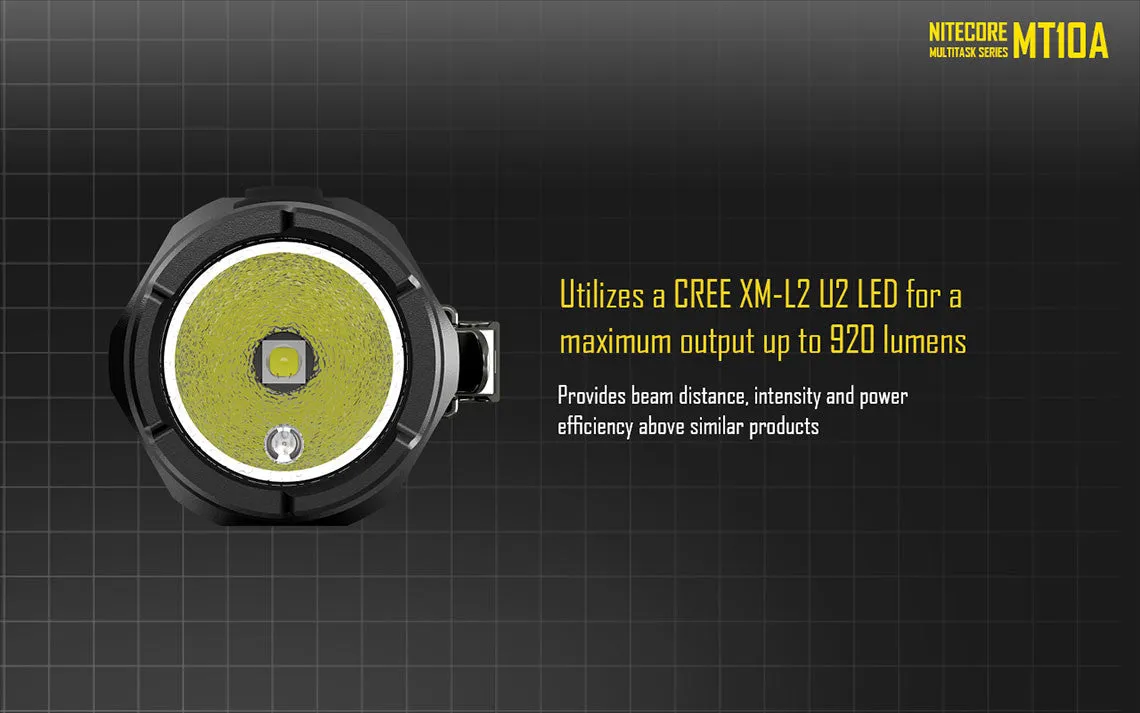 Nitecore MT10A CREE XM-L2 U2 LED Flashlight - 920 Lumens