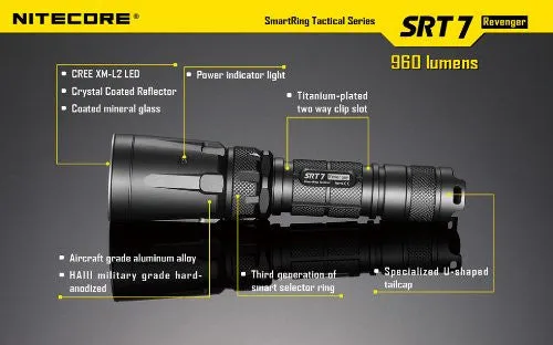 Nitecore SRT7 Revenger Cree XM-L2 LED 960 LM Flashlighght -Grey