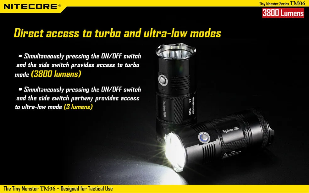 NiteCore TM06 Tiny Monster 3800 Lumen CREE XM-L2 U2 Flashlight