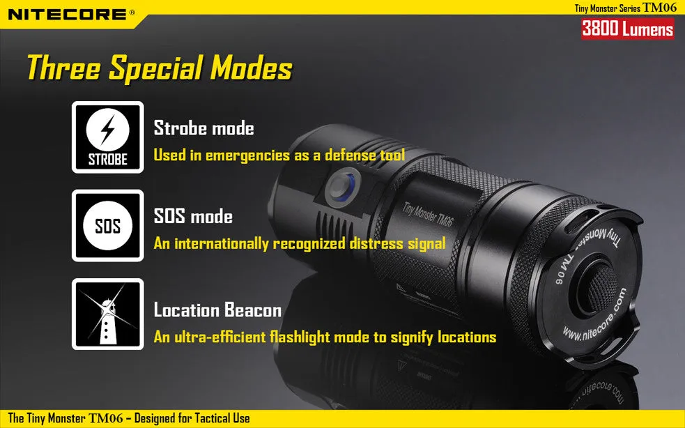 NiteCore TM06 Tiny Monster 3800 Lumen CREE XM-L2 U2 Flashlight