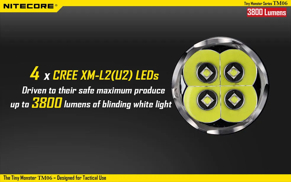 NiteCore TM06 Tiny Monster 3800 Lumen CREE XM-L2 U2 Flashlight