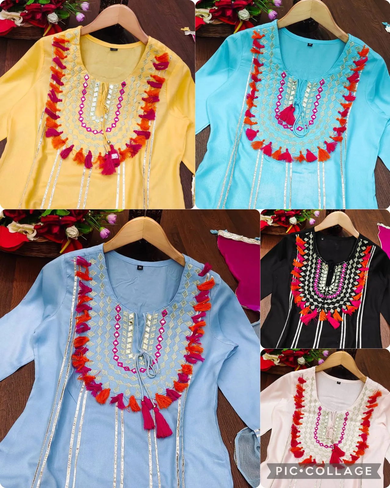 Party Wear Designer Kurti with Pent Gotta Patti Work