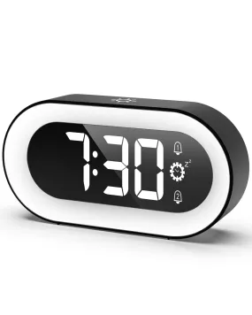 Pevode Digital Alarm Clock with Light, Musical Ringer, and Spare Battery(Black RGB)