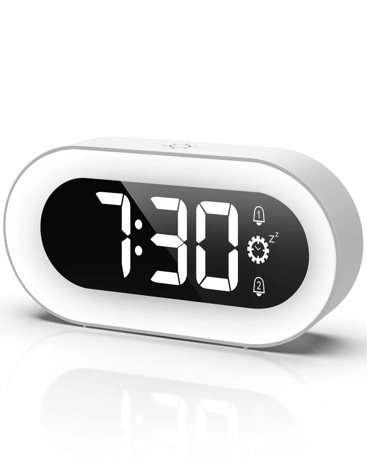 Pevode Digital Alarm Clock with Light, Musical Ringer, and Spare Battery(Black RGB)