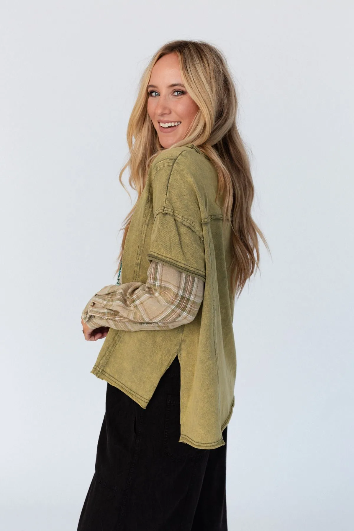 Play The Game Layered Top - Olive