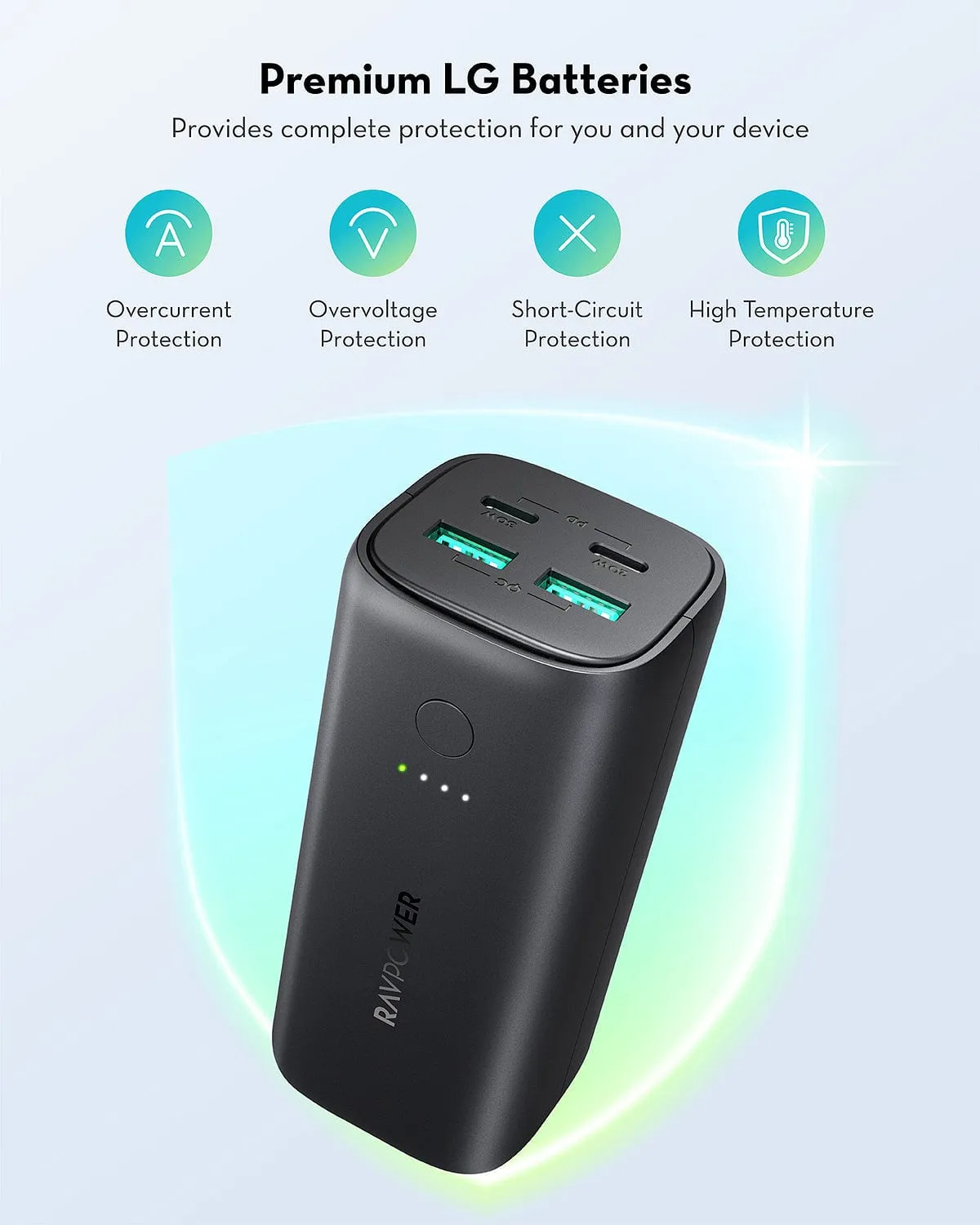 RAVPOWER 20000mAh Power Bank with Dual Input & Output - PB208