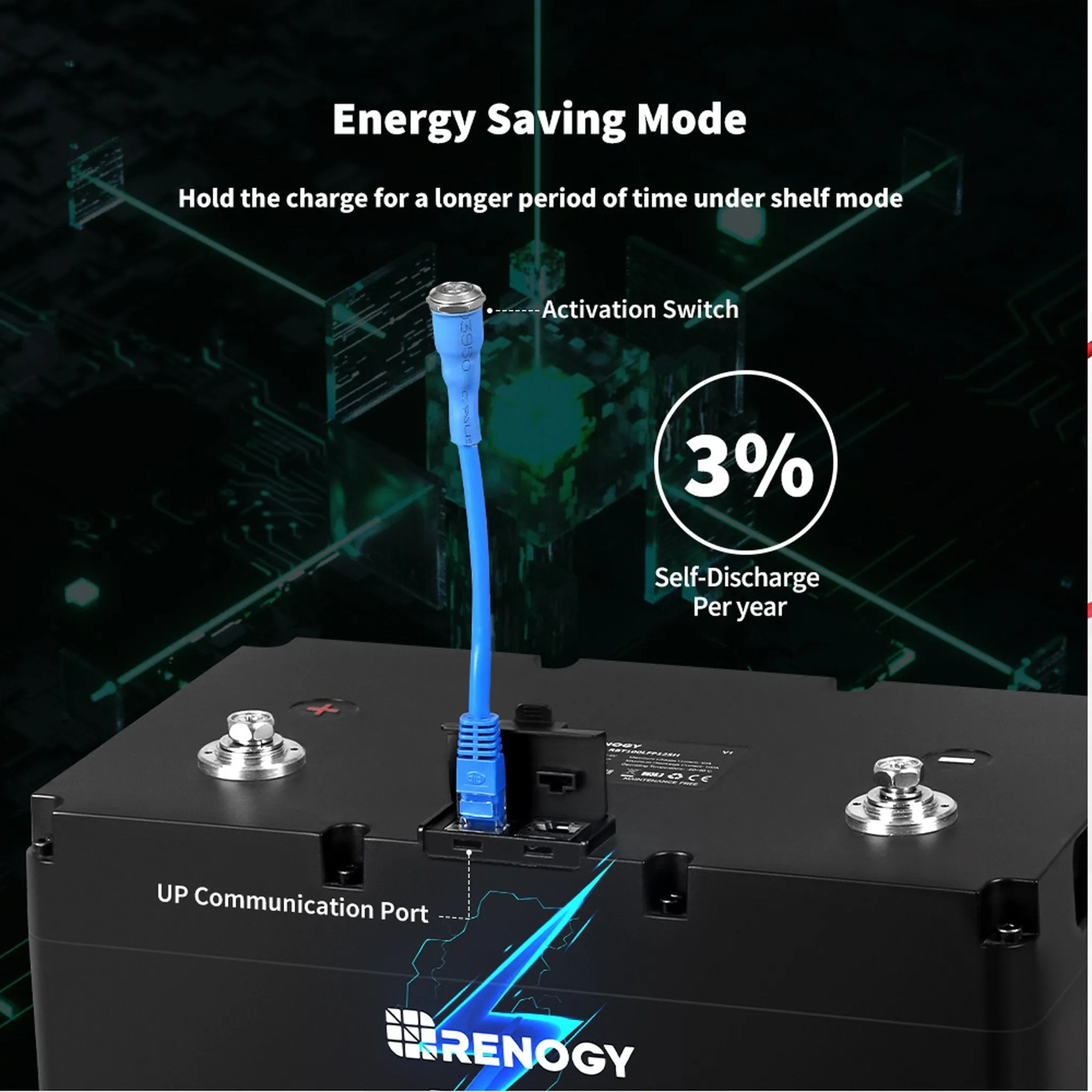 Renogy RBT100LFP12S-US 12V 100Ah Smart Lithium Iron Phosphate Battery New