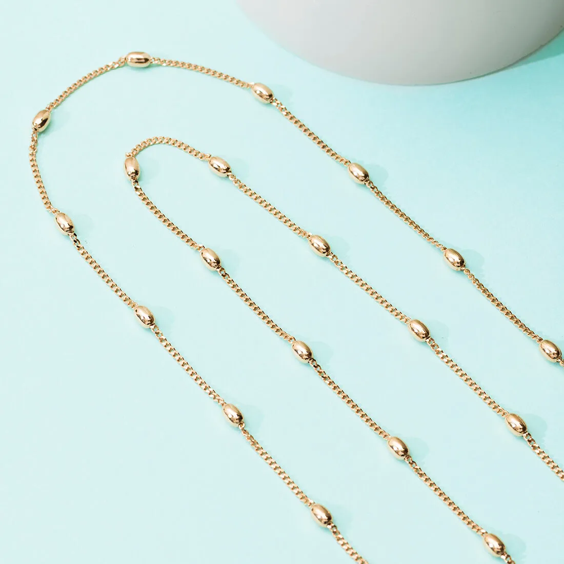 Rose Gold Beaded 925 Sterling Silver Anklet
