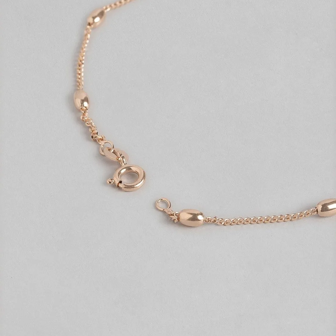 Rose Gold Beaded 925 Sterling Silver Anklet