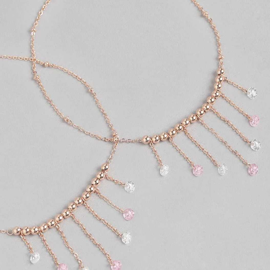 Rose-Gold Plated 925 Sterling Silver Drop Anklet