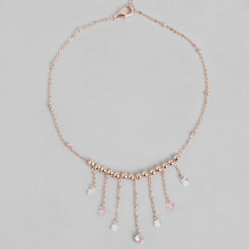 Rose-Gold Plated 925 Sterling Silver Drop Anklet