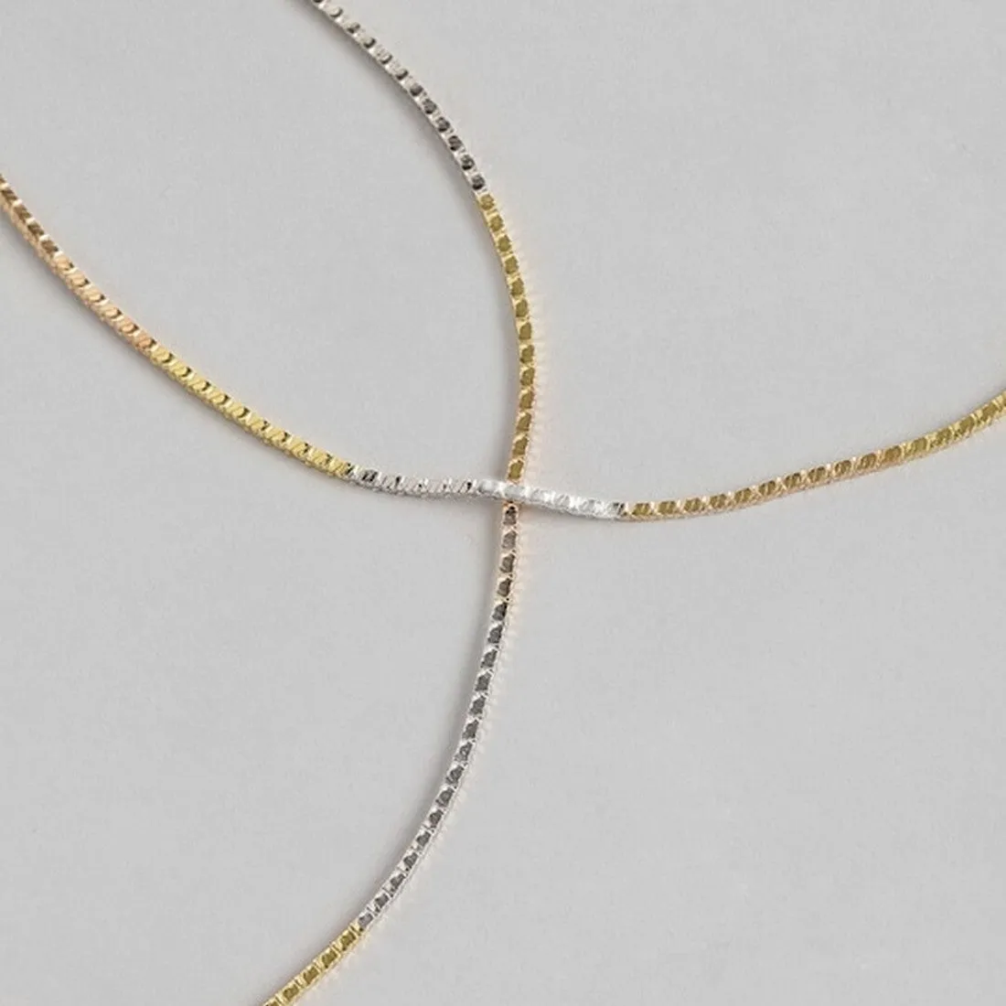 Sleek Triple Tone 925 Silver Anklet