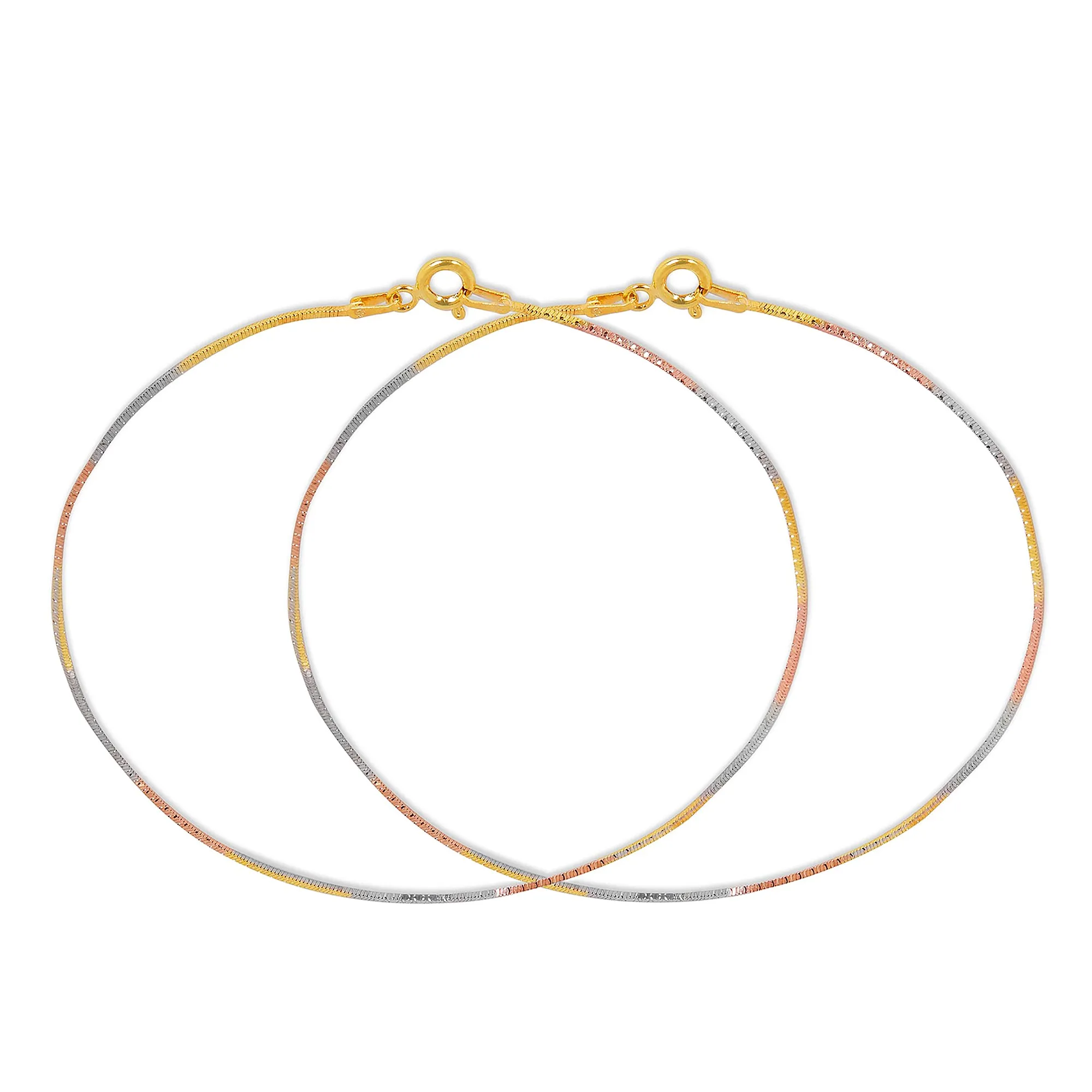 Sleek Triple Tone 925 Silver Anklet