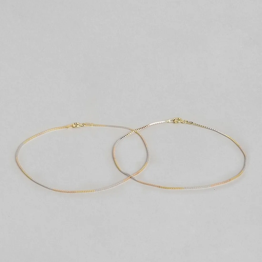 Sleek Triple Tone 925 Silver Anklet