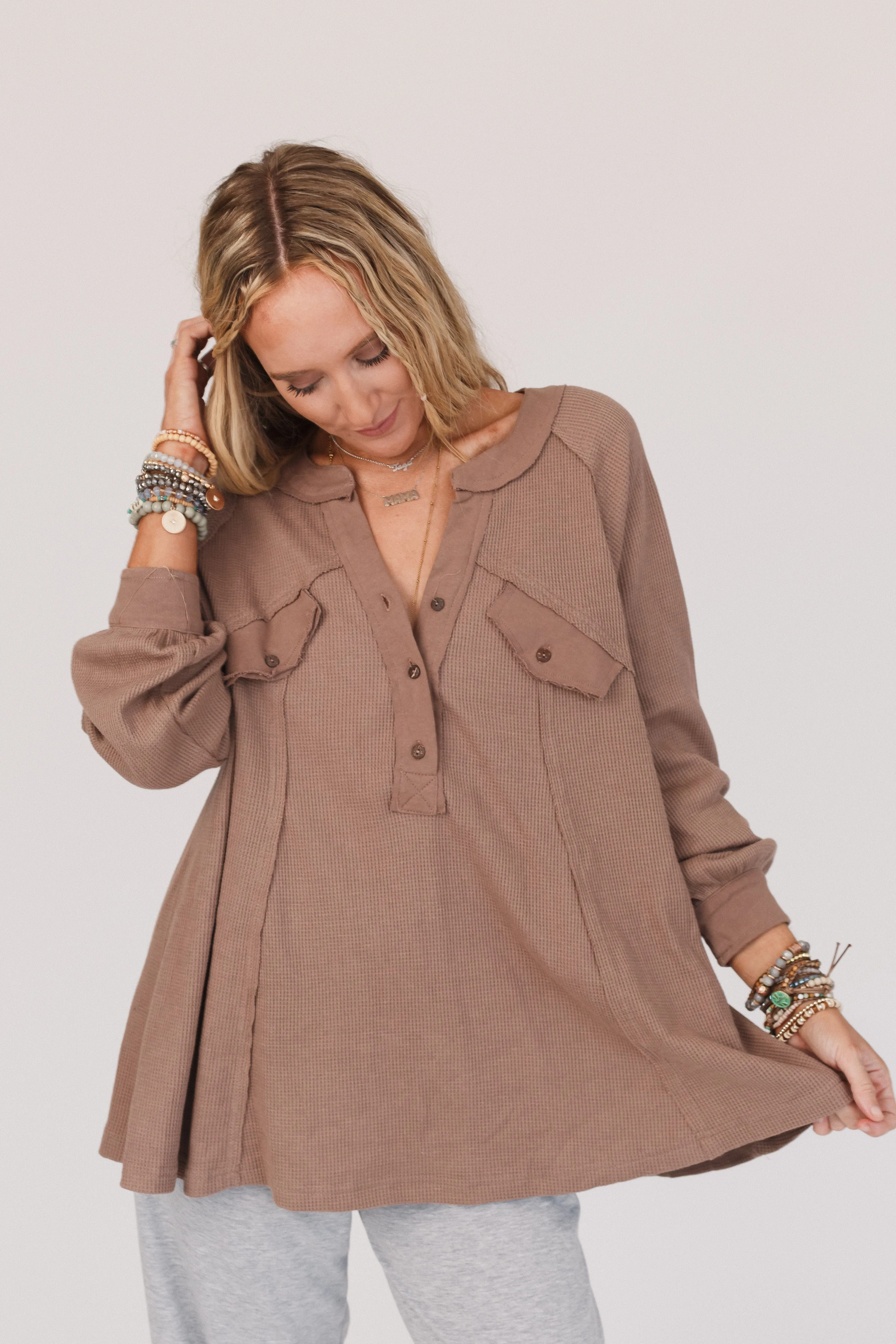 Soul Free Thermal Knit Top - Mocha