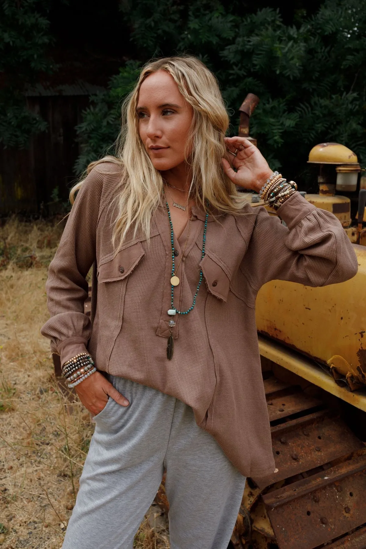 Soul Free Thermal Knit Top - Mocha