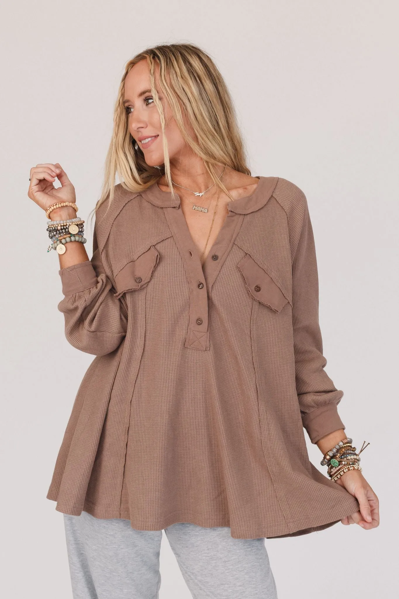 Soul Free Thermal Knit Top - Mocha