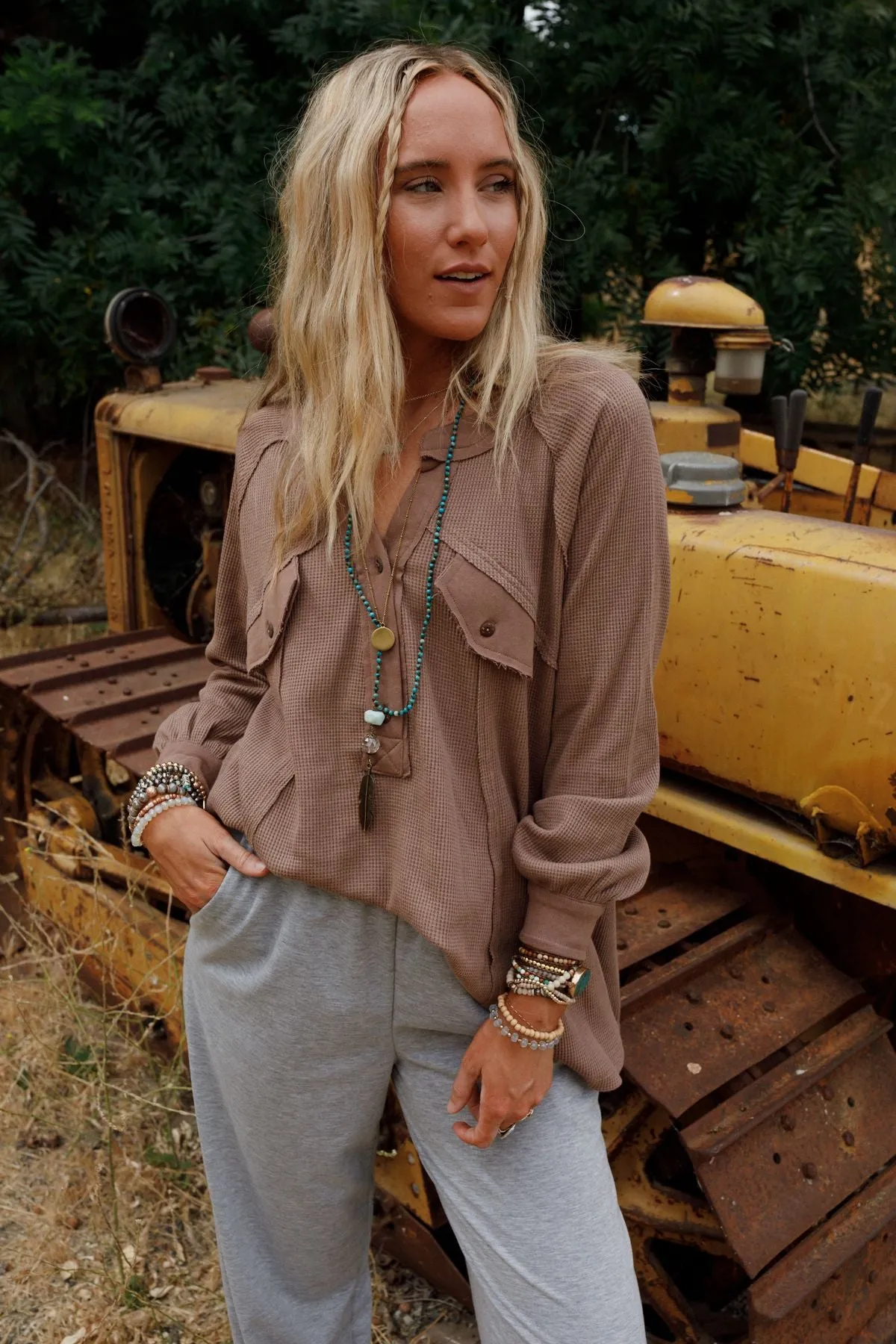 Soul Free Thermal Knit Top - Mocha