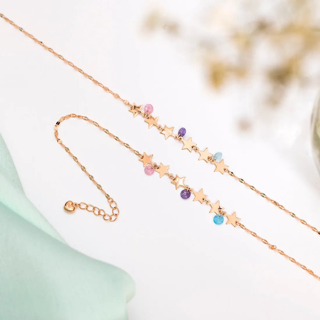 Star Colors 925 Sterling Silver Anklet