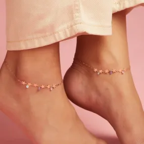 Star Colors 925 Sterling Silver Anklet