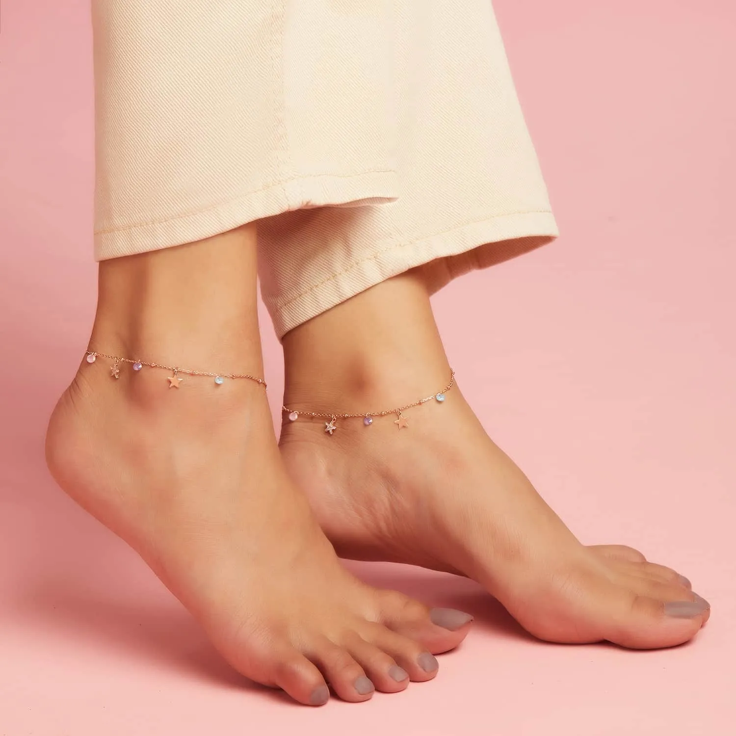 Star Drop 925 Sterling Silver Anklet