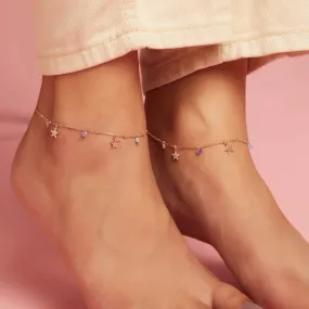Star Drop 925 Sterling Silver Anklet