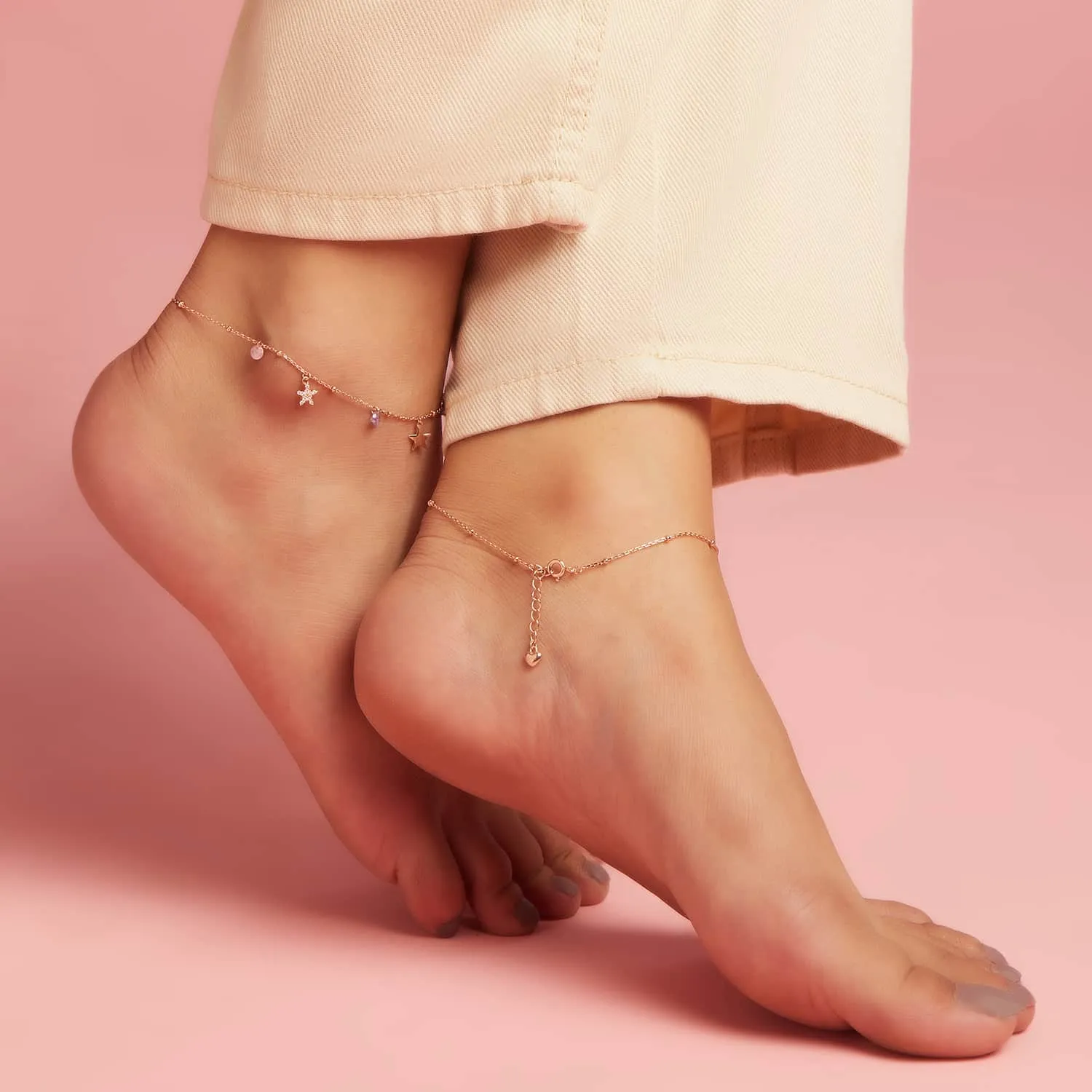 Star Drop 925 Sterling Silver Anklet