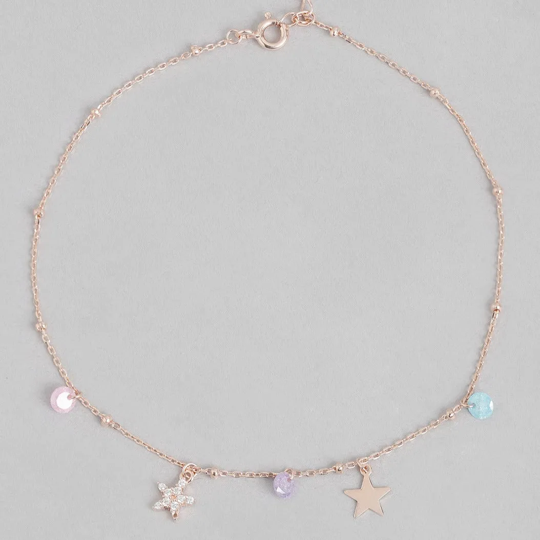 Star Drop 925 Sterling Silver Anklet