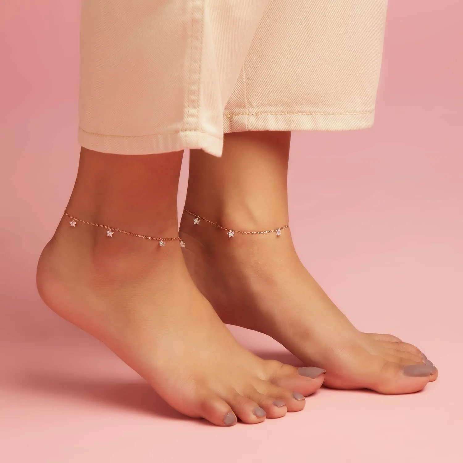 Star Rose Gold Plated 925 Sterling Silver Anklet