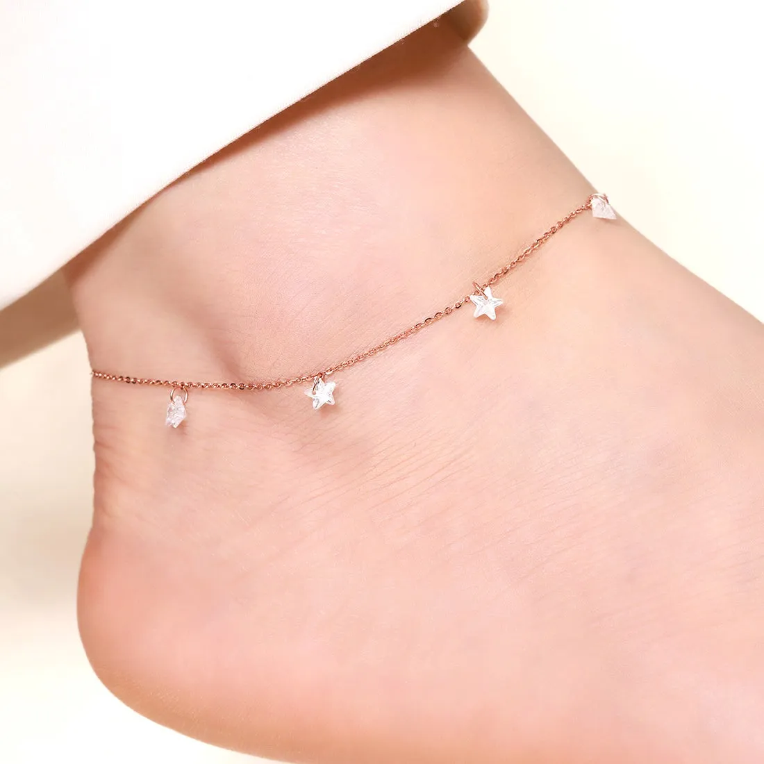 Star Rose Gold Plated 925 Sterling Silver Anklet