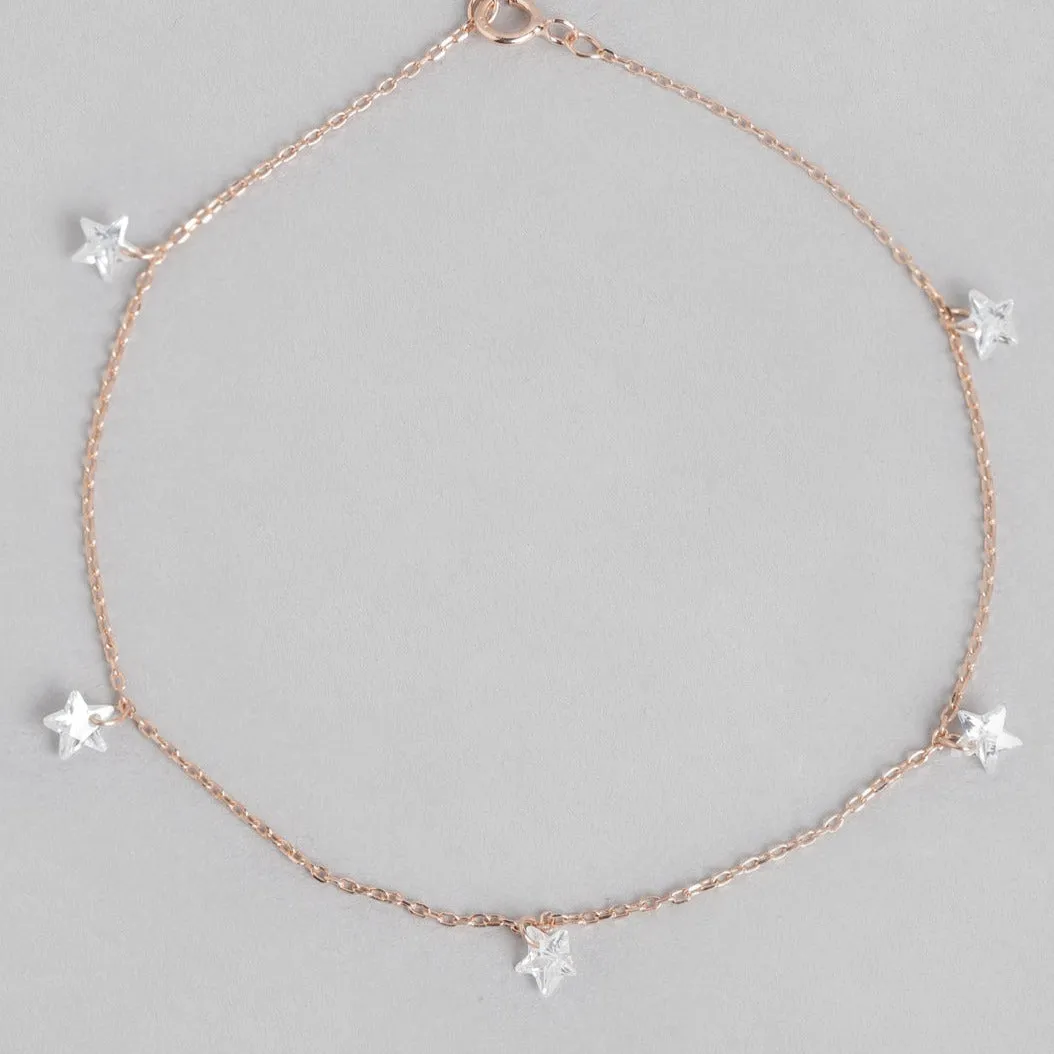 Star Rose Gold Plated 925 Sterling Silver Anklet