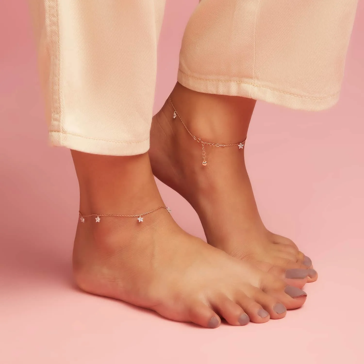 Star Rose Gold Plated 925 Sterling Silver Anklet