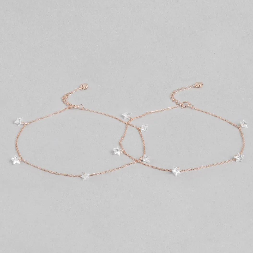 Star Rose Gold Plated 925 Sterling Silver Anklet