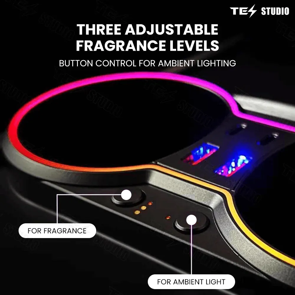 Tesstudio Testla Accessories Console Cup Holder Expansion Dock Aromatherapy with Lighting for Model 3/Y（21-23）
