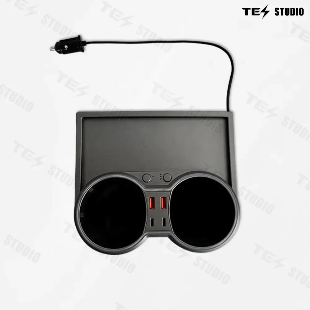 Tesstudio Testla Accessories Console Cup Holder Expansion Dock Aromatherapy with Lighting for Model 3/Y（21-23）