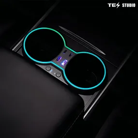 Tesstudio Testla Accessories Console Cup Holder Expansion Dock Aromatherapy with Lighting for Model 3/Y（21-23）