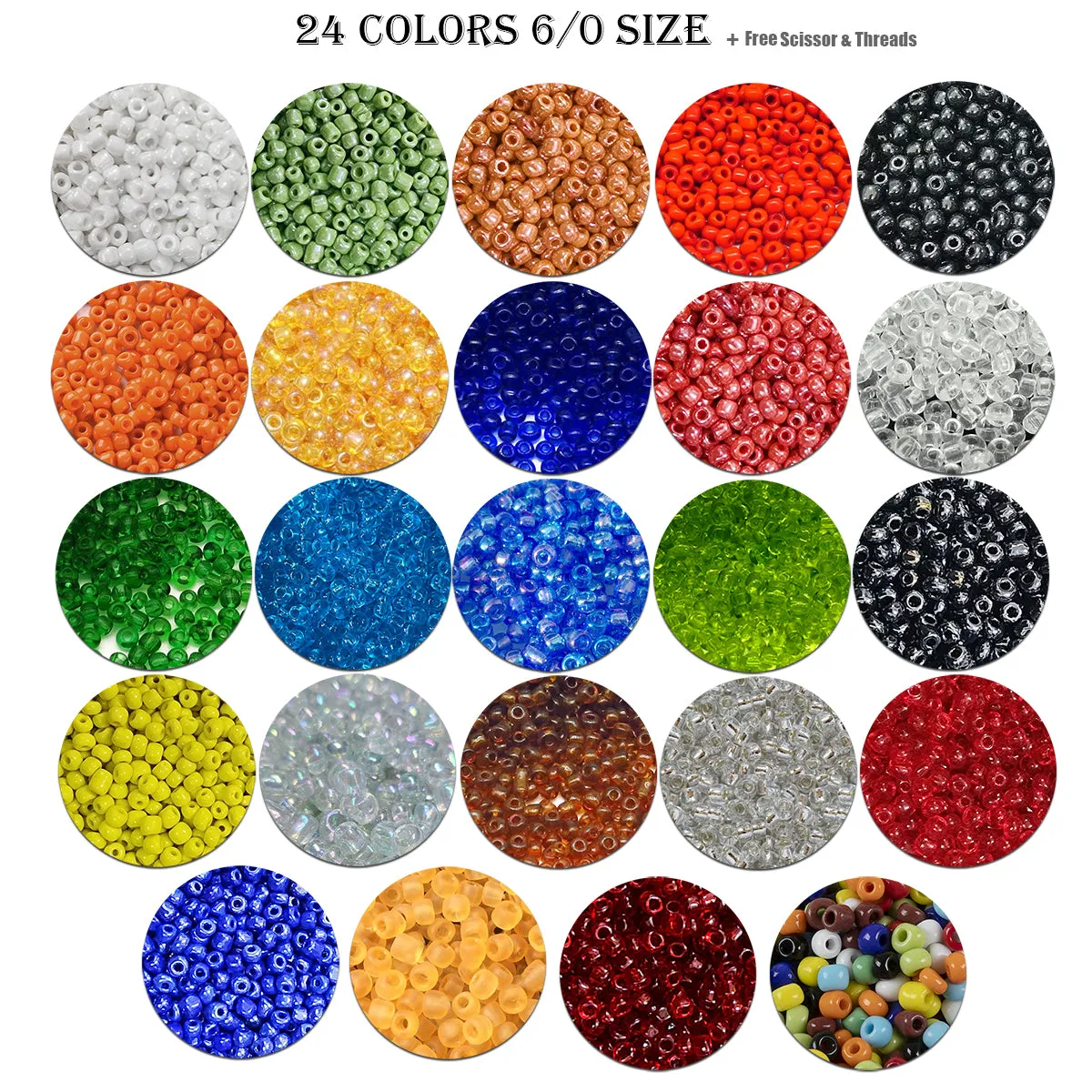 The Great Combo of Glass Sugar Seed Beads 24 Colors Unbeatable wholesale Price. for crafts and jewelry making