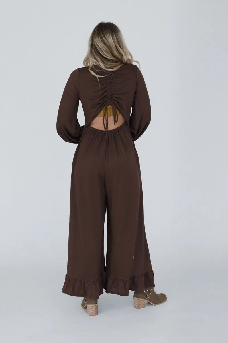 The Nest Best Intentions Long Sleeve Jumpsuit - Khaki