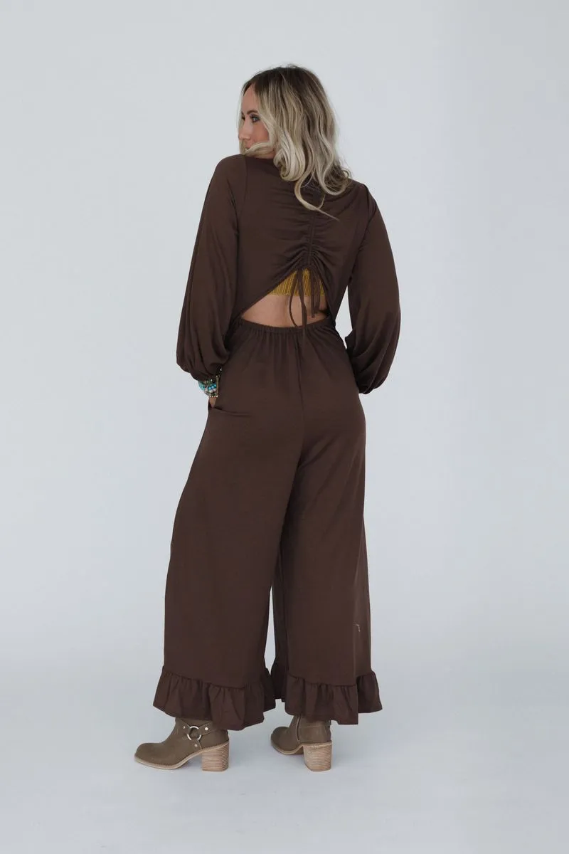 The Nest Best Intentions Long Sleeve Jumpsuit - Khaki