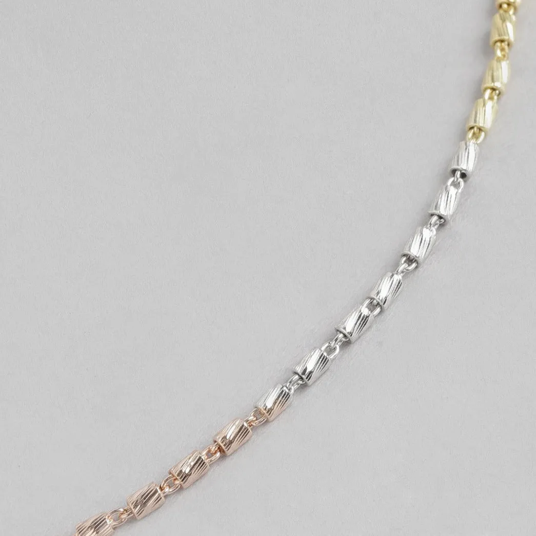 Triple Tone 925 Sterling Silver Chain Anklet