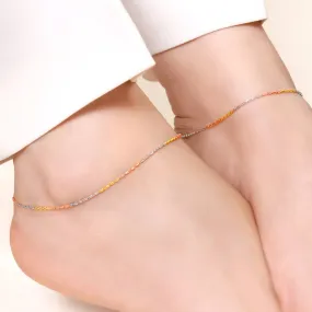 Triple Tone 925 Sterling Silver Chain Anklet