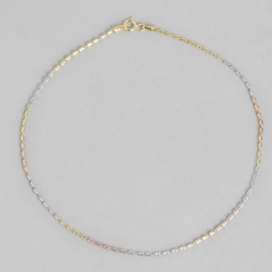 Triple Tone 925 Sterling Silver Chain Anklet