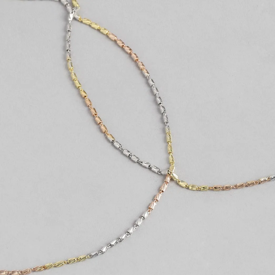 Triple Tone 925 Sterling Silver Chain Anklet